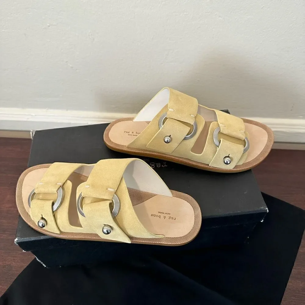Rag&Bone Women’s strappy suede Leather upper/lining slide sandal Size 6 NIB
